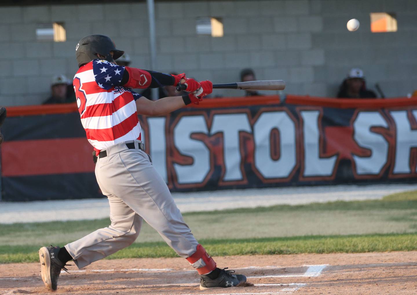 Illinois Valley Pistol Shrimp's Logan Delgado smacks a homerun against the Normal Cornbelters during a game on Tuesday, June 20, 2023 in Peru.