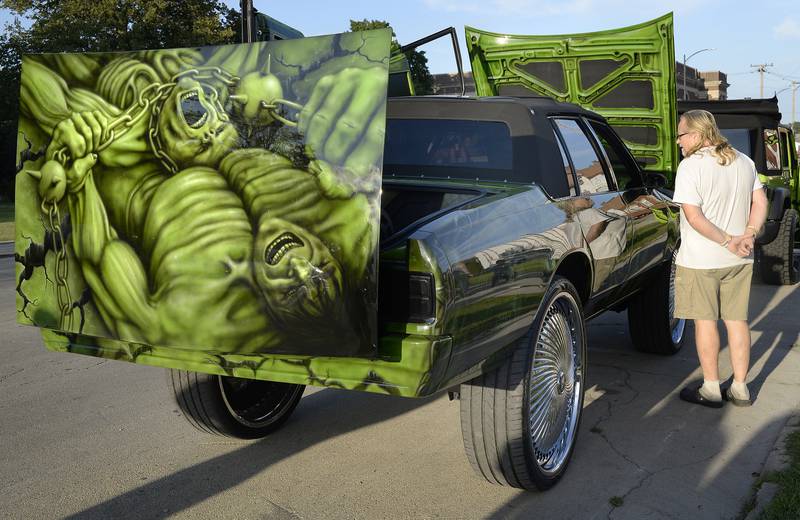 This 1989 Chevy Caprice that was turned into the Incredible Hulk drew much attention from car show attendees during The Dream Machine Car Clubs Cruise night Saturday in Streator.