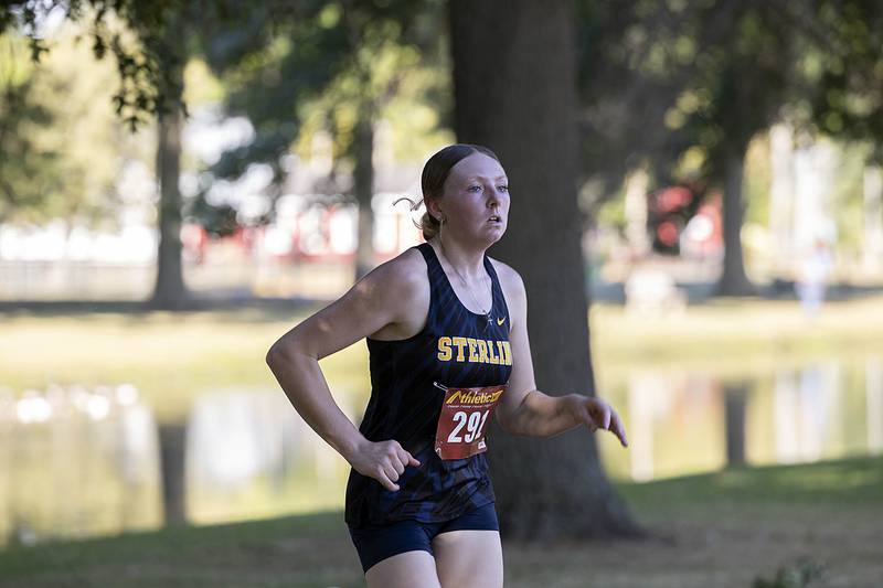 Sterling’s Lillian Hauck takes fifth place Tuesday, Sept. 16, 2025, at the Twin Cities Triangular in Rock Falls.