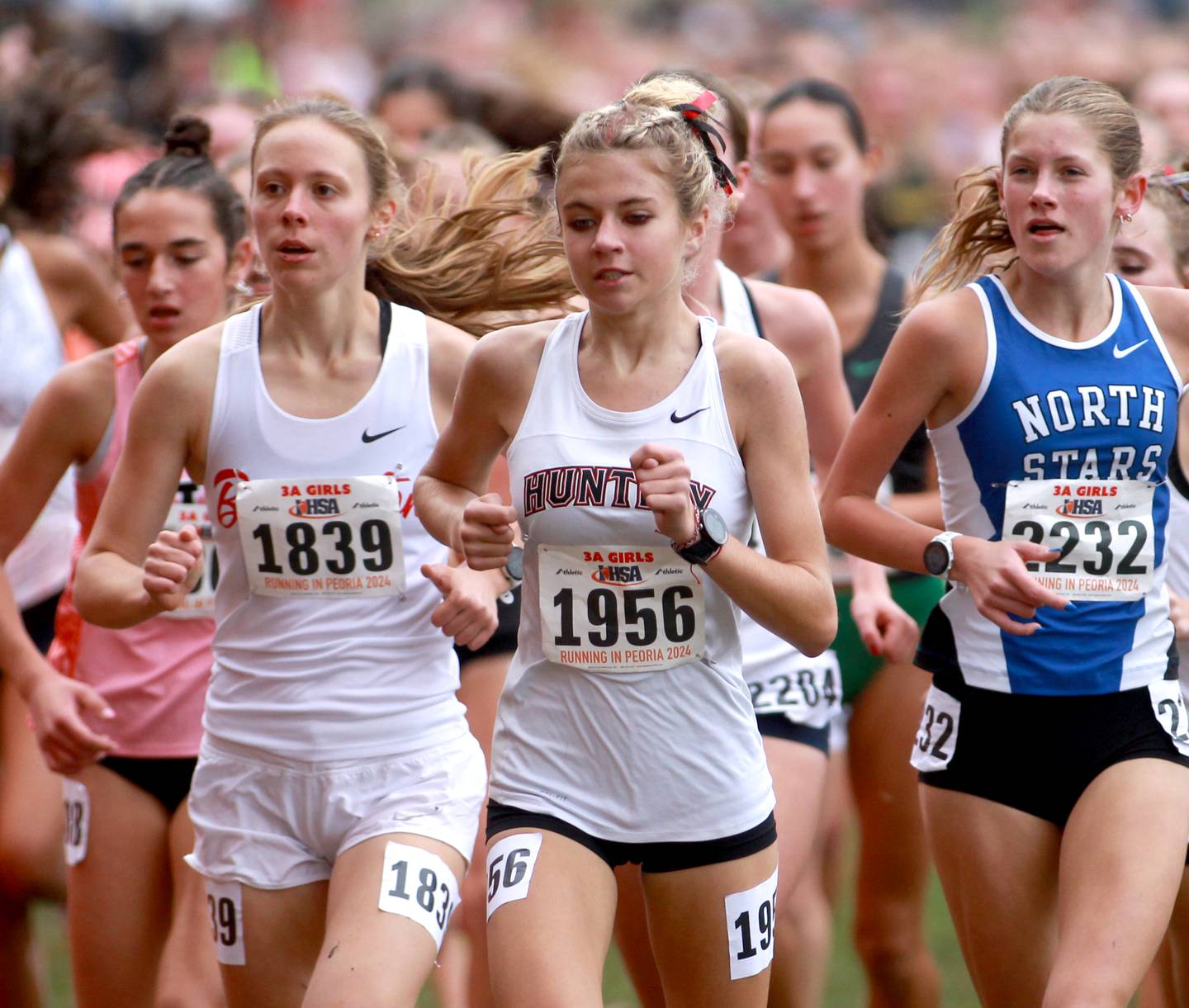 Huntley's Cori Kilvinger competes in the Class 3A State Cross Country Championships on Saturday, Nov. 9, 2024 at Detweiller Park in Peoria.