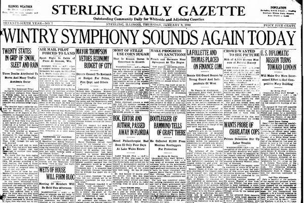 “Wintry Symphony Sounds Again Today” and more history on our Jan. 9 covers