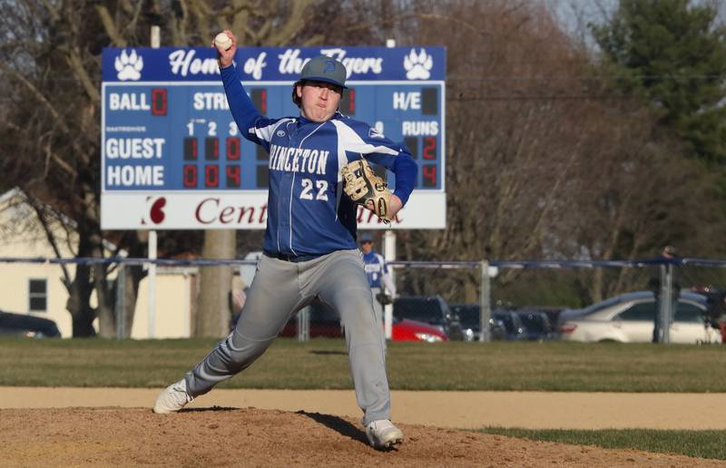 Princeton junior Jordan Reinhardt delivers a pitch on Thursday, March 21 at Prather Field.