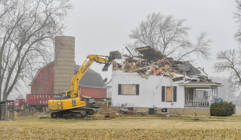 The Peck farm house at 64 Peck Road in Geneva is demolished on Wednesday, March 22, 2023.