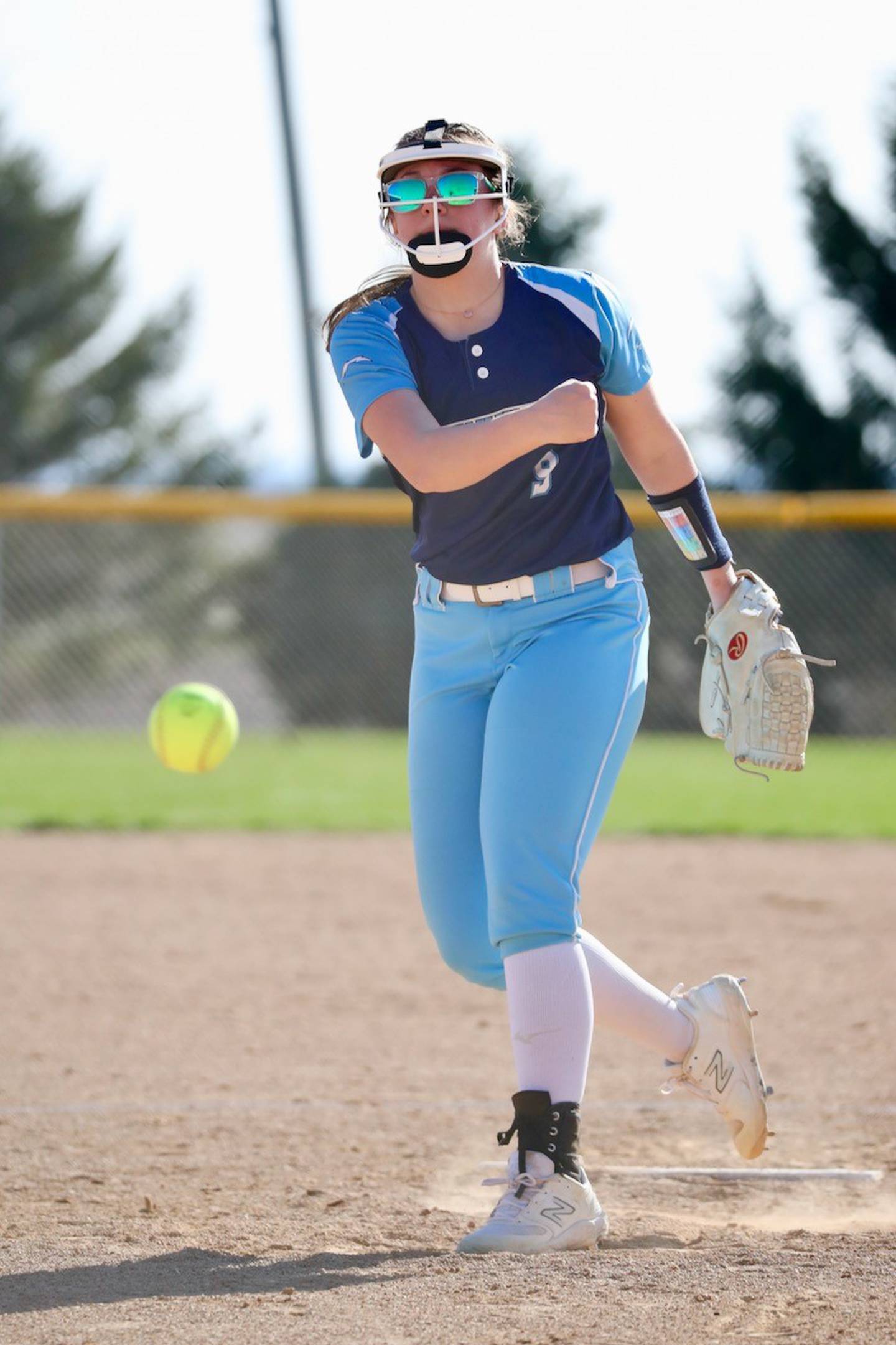Bureau Valley's Carly Reglin makes her pitch Monday against Annawan-Wethersfield.