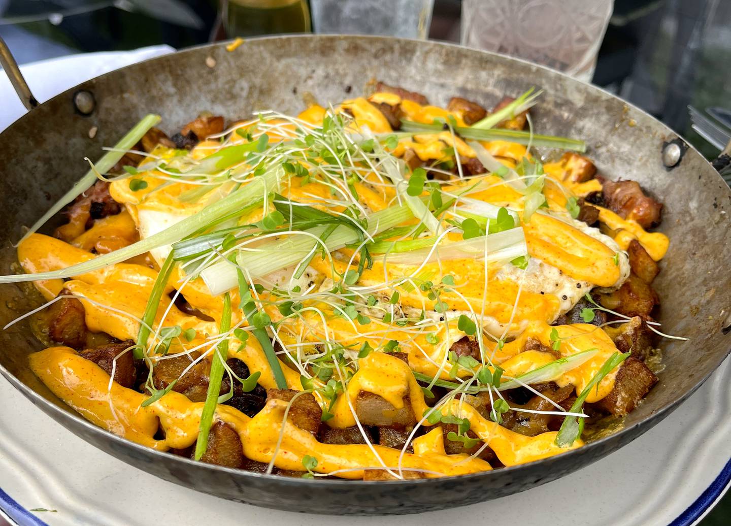 The corned beef hash at Launch Kitchen features a paprika garlic aioli.