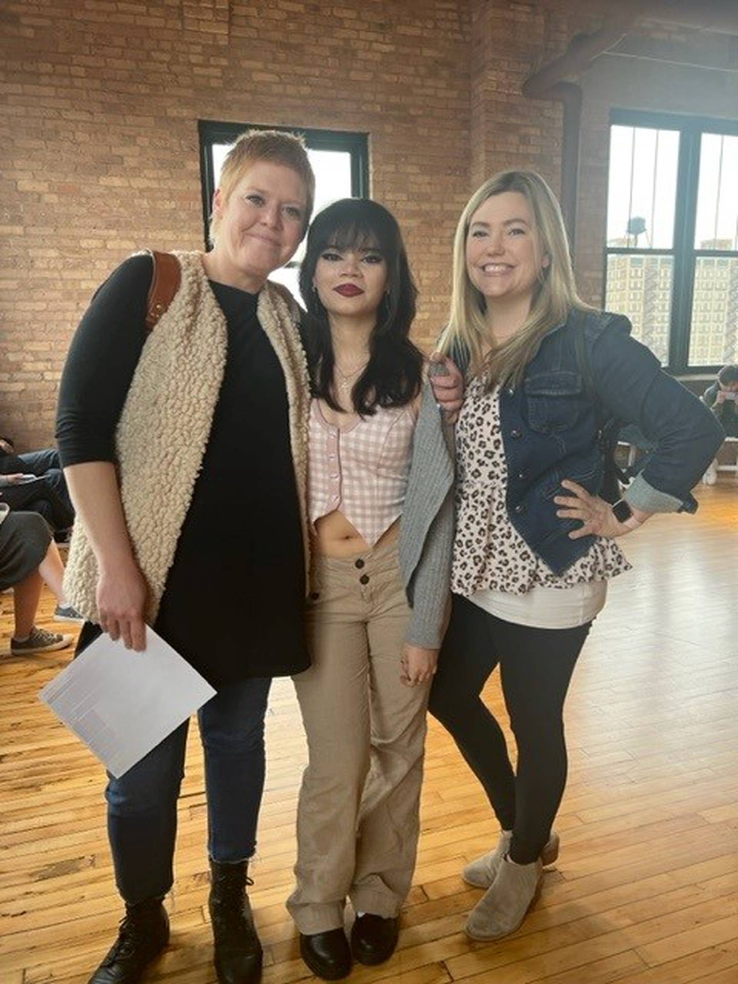 Janet Medina (center), who graduated in 2023 from Joliet Central, was one of 337 students in the world to earn every point possible on the AP 2-D Art and Design Exam. Medina is currently a student at the School of the Art Institute of Chicago and hopes to be an art curator one day. Medina is pictured with Rachel La Vine, Joliet Central drawing and painting teacher (left) and Joliet Central Art Instructor Nyssa Grzyb (right).