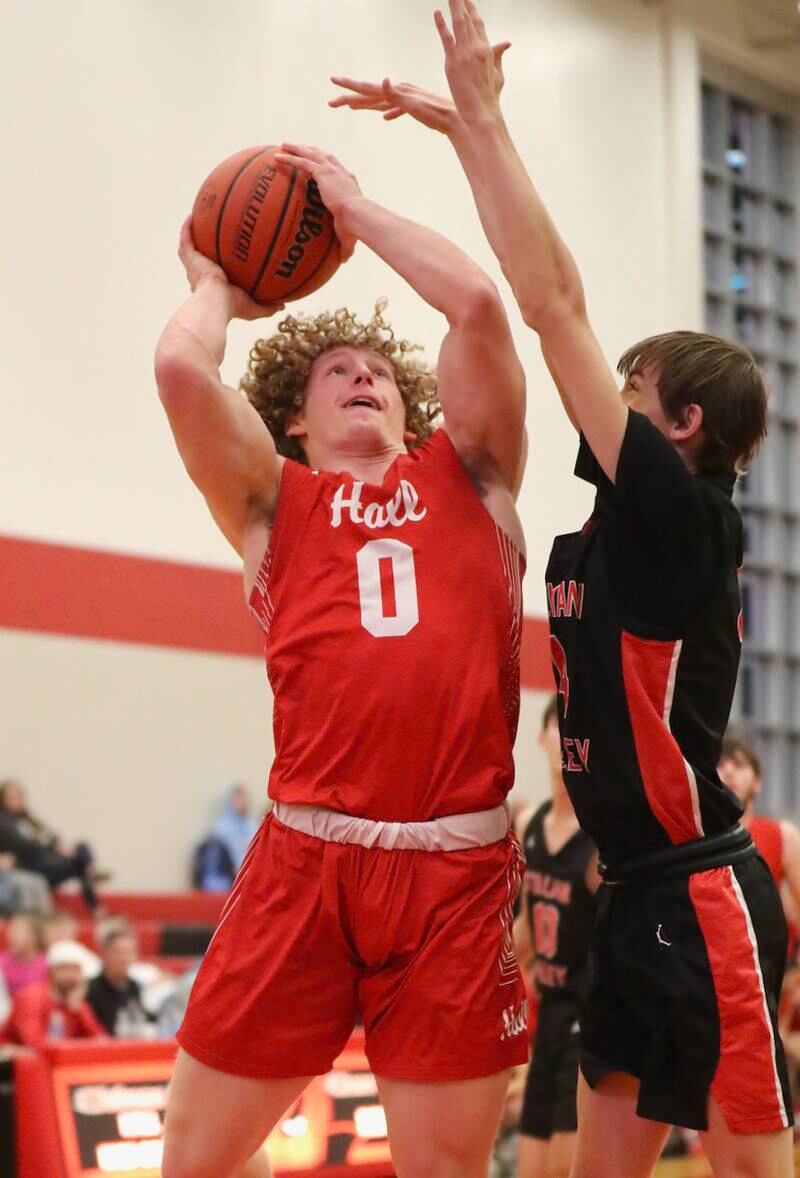 Hall's Mac Resetich takes aim against Stillman Valley Saturday night.