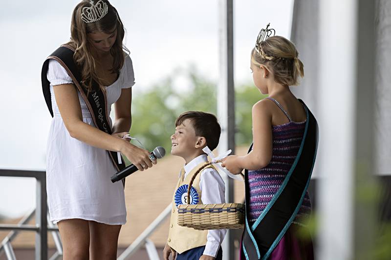 Wyatt Haggen answers a question Wednesday August 2, 2023 during the Little Mister Ogle County pageant.
