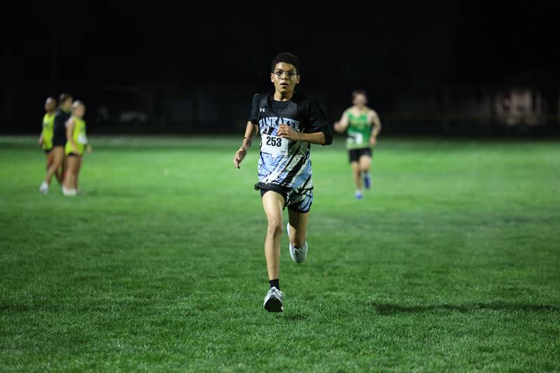 Kankakee's Dalexandro Navarro Basto runs during the All-City cross country meet at Bishop McNamara on Wednesday, Sept. 17, 2025.