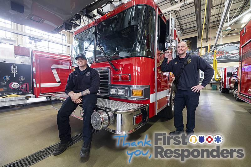 Dixon City Firefighters Dylan Fisher and Aaron Brown.