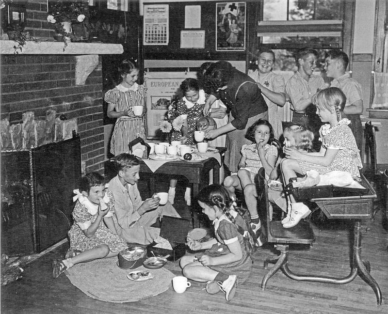 Join the Oswegoland Heritage Association at noon on Saturday, July 12, 2025, for Conversations with Farm Kids at the Little White School Museum, 72 Polk Street in Oswego.