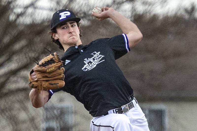 Plano's Kaden Aguirre delivers a pitch during the Reapers' game with Rochelle on Monday, April 3 in Plano.