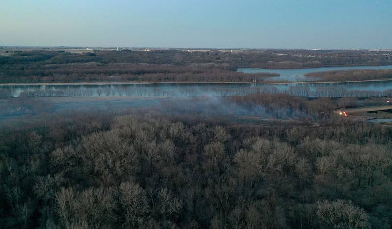 A large brush fire broke out near the 12000 block of West Bottom Road on Monday, March 2, 2025 near Granville. The fire was elevated to the second alarm as the flames spread further west. Over 150 acres of timber burned along the Illinois River during the incident.