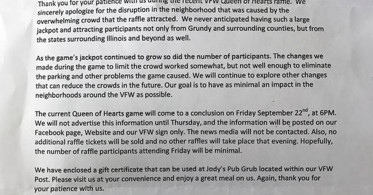 Morris VFW Post 6049 sends apology letter to neighbors Shaw Local