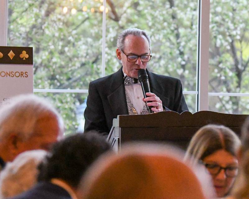 St. Charles Area Chamber of Commerce board member Dave Frolicstein speaks at the chamber's Charlemagne Awards dinner on Friday May 1, 2026, held at Royal Fox Country Club.