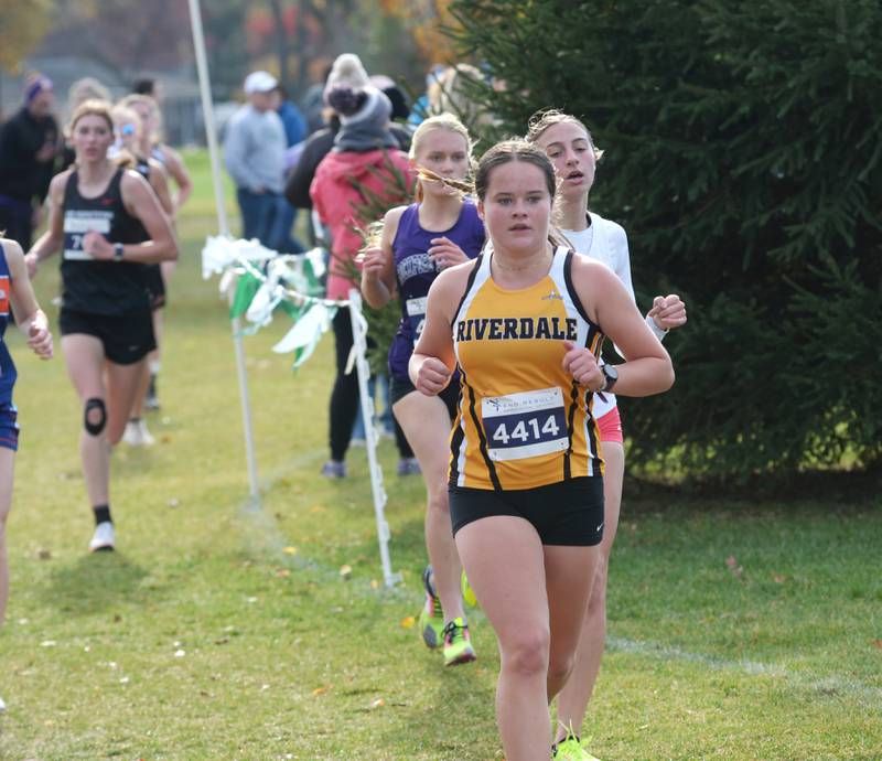 Riverdale's Jillian Murray runs  at the 1A Rock Island Cross Country Sectional on Saturday, Nov. 2, 2024 at Saukie Golf Course in Rock Island.