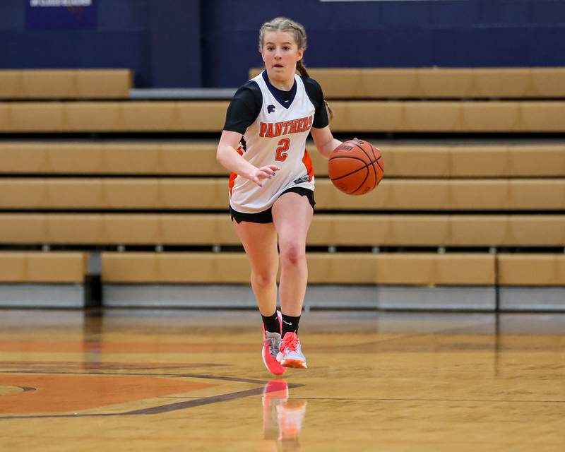 Oswego's Ashley Cook advances the ball at the Oswego Girls Basketball Shootout . June 30, 2023.