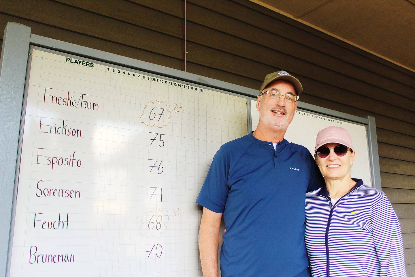 Tom Frieske and Robyn Farm took second place at the Mr. and Mrs. Club Championship at Lake Carroll Golf Course. The couple shot a 67, one stroke more than winners Rick and Barb Curia. "I've played so much golf with just dudes, so it's so much fun to play in mixed event, and it's nice to see all of the couple come over here," Tom said. "It's a great social environment, and we just really enjoy everyone here. It's so nice. It's wonderful."