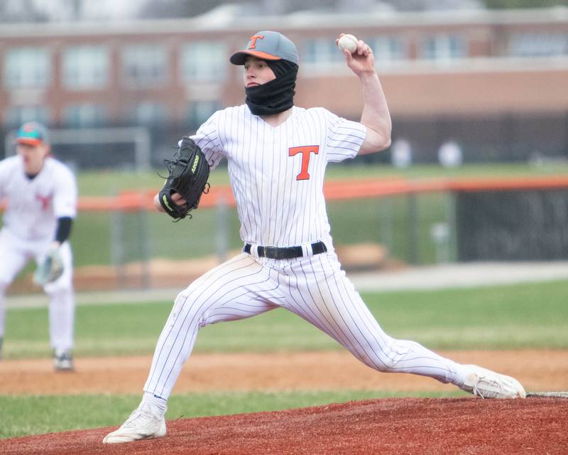 Crystal Lake Central's Carter Kelly delivers a pitch against Lake on Friday April 4, 2025 in Crystal Lake.