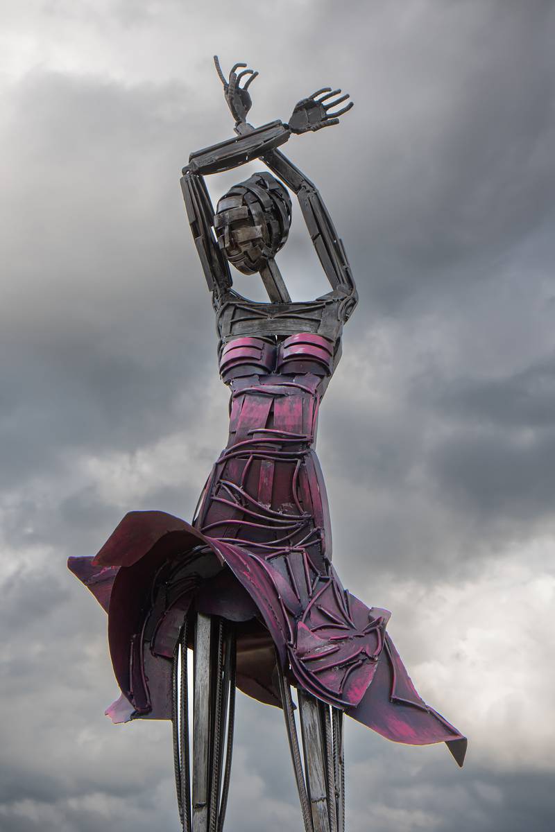 Sculpture Walk mainstay Gregory Mendez's  latest work is “Resplendent Fervor.”