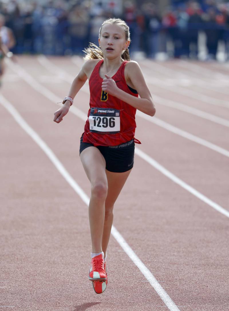 Gwendolyn Krodel of Batavia during the IHSA Class 3A Lake Park cross country sectional  Saturday, Nov. 2, 2024 in Roselle.