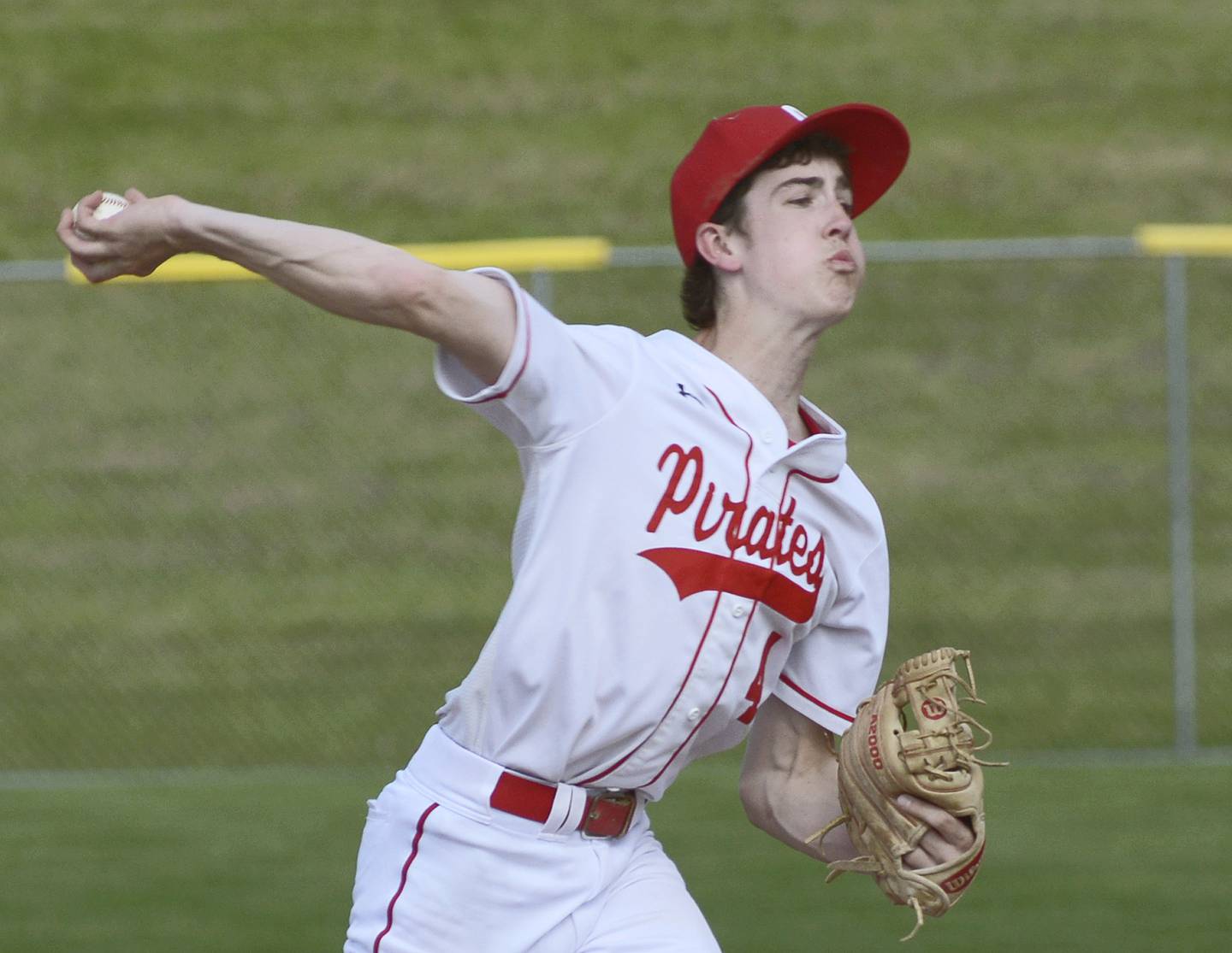 Ottawa starting pitcher Colt Bryson Jr lets go with a pitch against LaSalle Peru Monday at Ottawa.