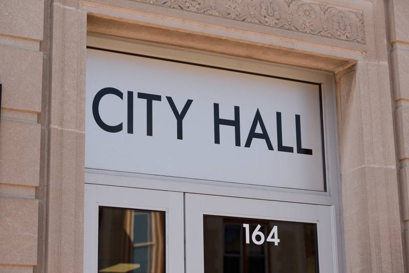 DeKalb City Hall along Lincoln Highway (route 38) in DeKalb, IL on Thursday, May 13, 2021.