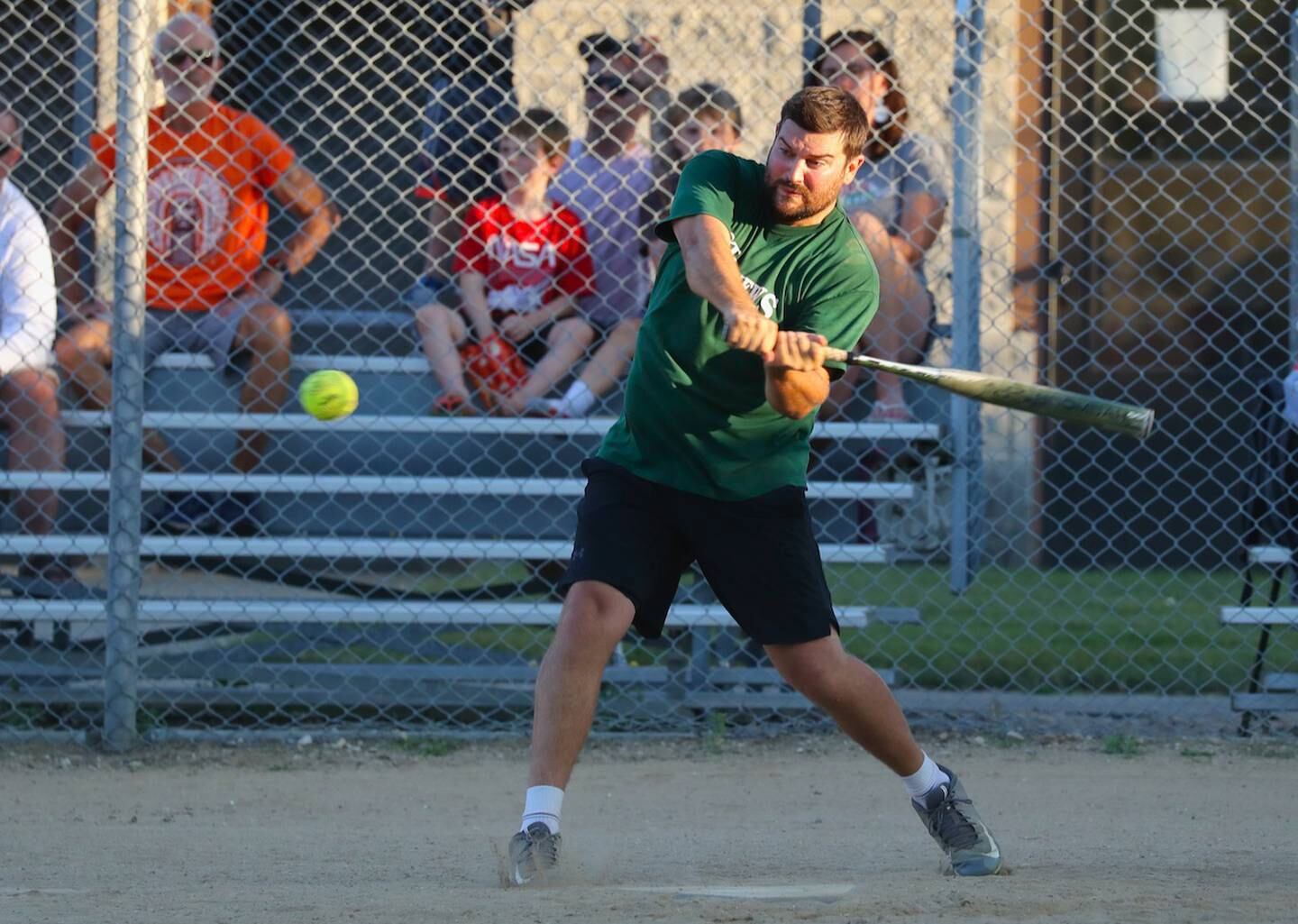 St. Matthews' Blair Bickett takes his rips during Princeton Fastpitch Church League championship game Friday night at Westside Park.