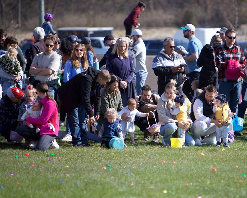Families gather for the Batavia Easter Egg Hunt at Clark Island Recreation area on Saturday, April 12, 2025 in Batavia.