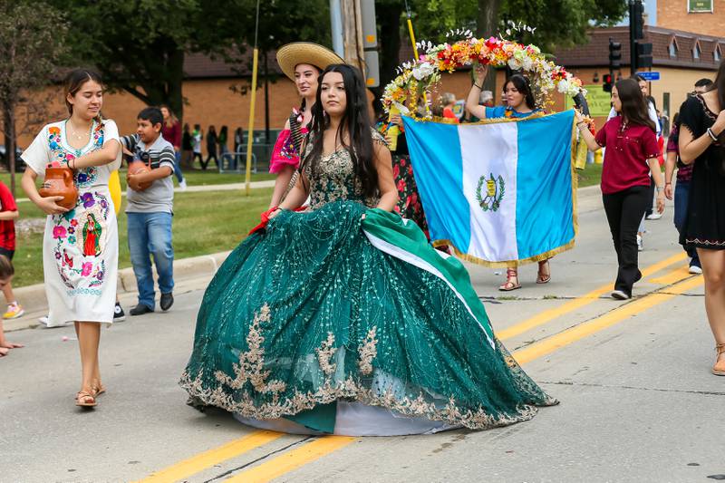 The Glenbard West Latino Organization march in the Glenbard West Homecoming Parade.  Sept 16, 2023