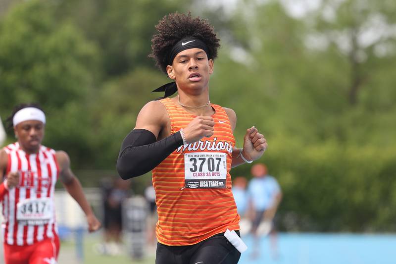 Lincoln-Way West’s Austin Rowswell runs in the Class 3A 400-meter run at the IHSA State Finals on Saturday, May 27, 2023, in Charleston.