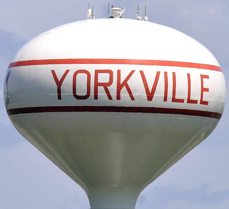 The water tower in Yorkville's Bristol Bay subdivision