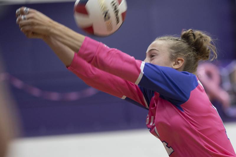 Dixon’s Leah Carlson goes into the stands to make a play against Newman Thursday, Oct. 2, 2025.
