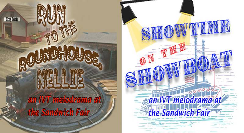 Flyers of the upcoming Indian Valley Theatre melodrama performances of "Showtime on the Showboat" and "Run to the Roundhouse, Nellie"