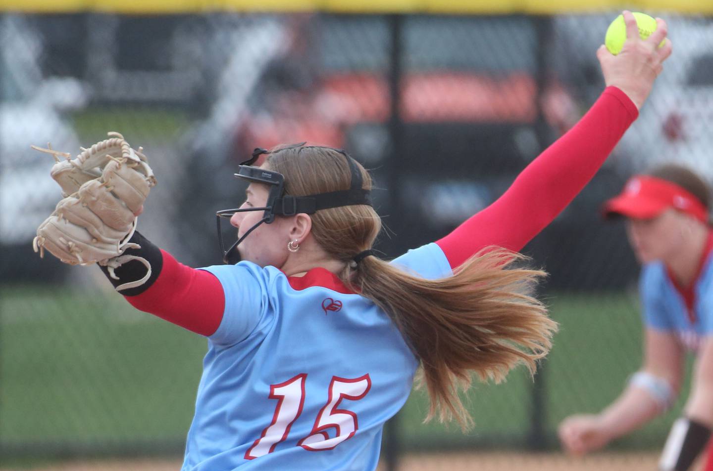 Ottawa pitcher Adelynn Russell fires a pitch to L-P on Monday, April 21, 2025 at the L-P Athletic Complex in La Salle.
