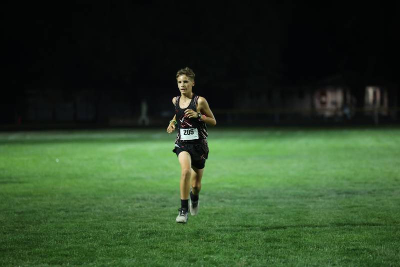 Bradley-Bourbonnais' Levi Crawford runs during the All-City cross country meet at Bishop McNamara on Wednesday, Sept. 17, 2025.