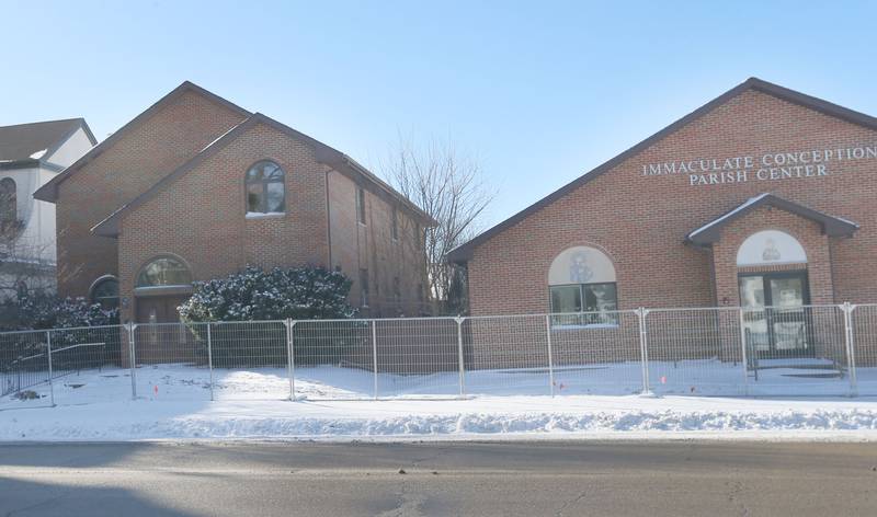 A view of the Immaculate Conception Parish Center on Monday, Jan. 26, 2026 in Streator. Last August, The Streator City Council approved a TIF Redevelopment Agreement with Beck Oil Company to open a gas station with a car wash in the 400 block of North Park Street. Crews will be demolishing the Immaculate Conception Catholic Church next month. The church held its last service in 2010.
