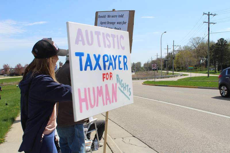 Over 200 people rallied in support of Veterans Affairs during a protest April 27, 2025 outside the McHenry VA Clinic, located at 3715 Municipal Drive, McHenry.