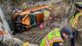Person flown after car crashes through guardrail, lands in steep embankment in Huntley 