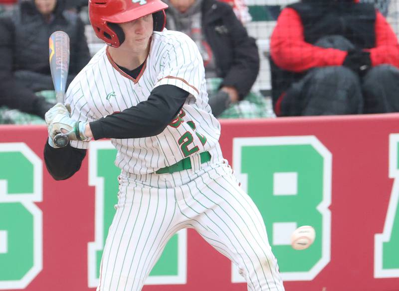 L-P's Ceyton Urbanski watches strike three cross the plate while playing Ottawa on Thursday, April 30, 2026 at Huby Sarver Field in the L-P Athletic Complex in La Salle.