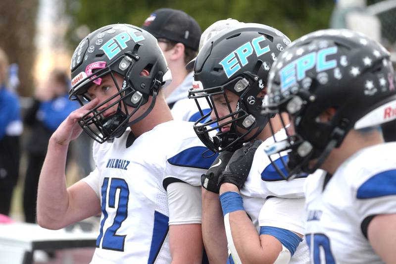 Eastland-Pearl City players watch as the clock expires in their 22-8 loss to Rockridge in the 2A state football playoffs first round  on Saturday, Nov. 2, 2024 at Eddington.