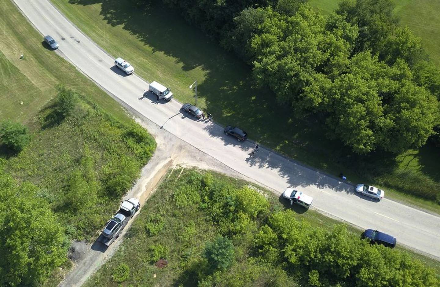 A 2018 Daily Herald photo showing a view from a drone of the scene of the police involved shooting in Lakemoor. Former Lakemoor police officer Briana Tedesco says she was fired just over a year after the shooting and is suing the village for wrongful termination.