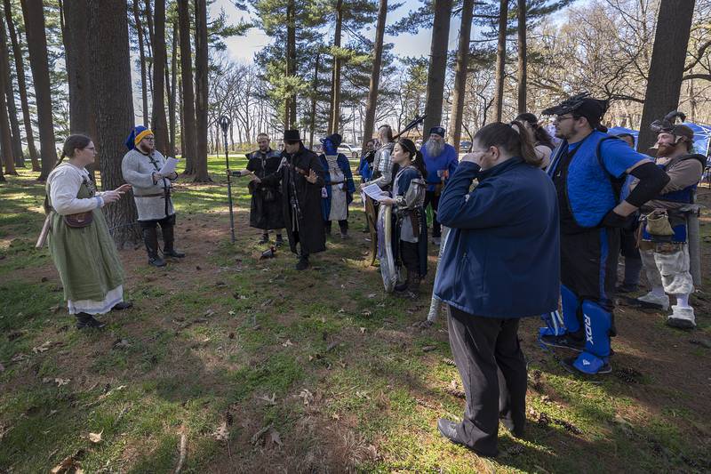 Diamond Pajak (left) of Dixon plays a character Saturday, April 13, 2024 as the story develops during the CER LARP group game play.