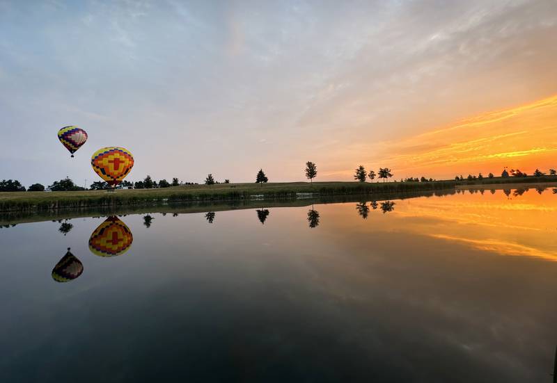 Hot air balloons take off at Zearing Park for the 52nd annual Homestead Festival on Sunday, Sept 10, 2023 in Princeton.