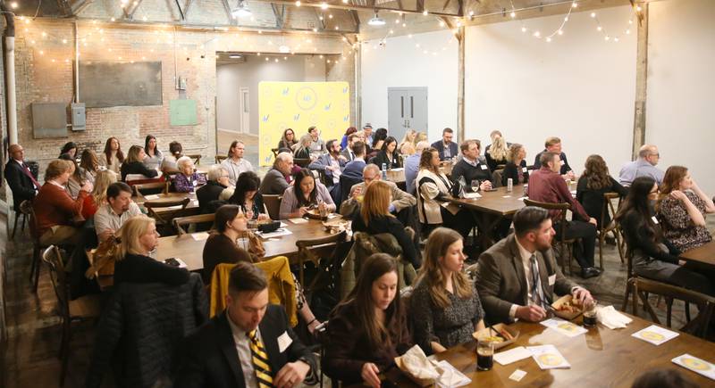 A large crowd attends Illinois Valley Chamber of Commerce 40 Under Forty Awards Gala on Thursday, Feb. 9, 2023 at Westclox in Peru.