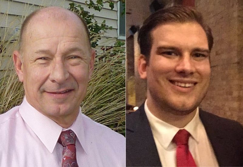 The candidates for District 3 in the McHenry County Board Republican primary include Robert "Bob" Nowak (left) and incumbent Eric Hendricks.