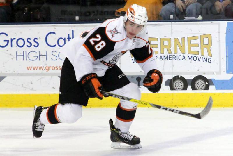 Carpentersville native Jack Randl skates while playing for the Omaha Lancers of the United States Hockey League last season. Randl will play next month in Europe with the U.S. Under-18 Select team.