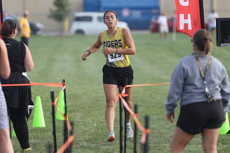 Joliet West’s Ganellisa Oceguera takes second place in the Joliet West Cross Country Dual Meet against Joliet Central on Monday, Aug. 28, 2023 in Joliet.