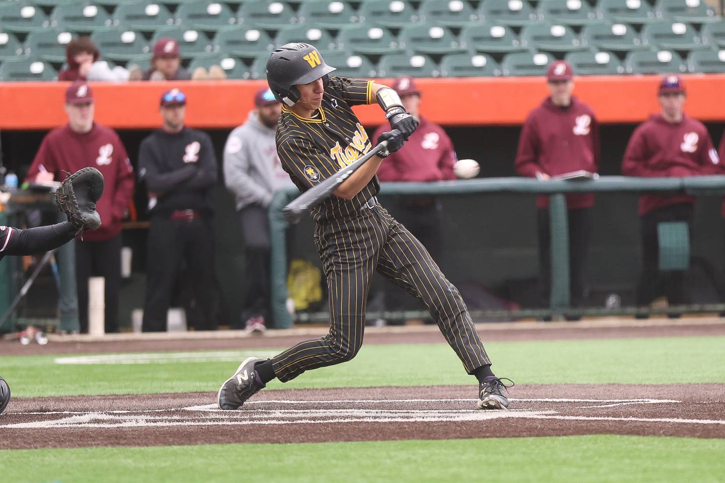 Joliet West’s Bobby Malinowski connects for a walk-off single against Lockport in the WJOL Don Ladas Memorial baseball tournament championship game on Saturday, April 4, 2026 in Joliet.