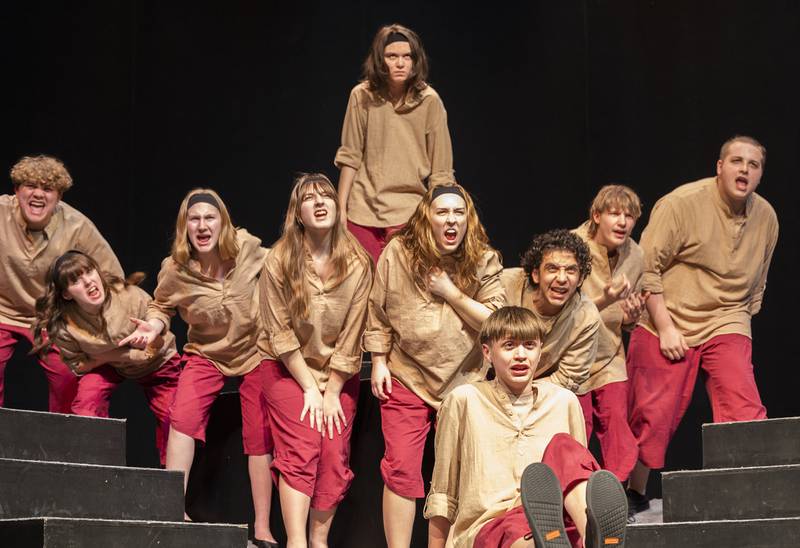 Sterling High School’s Group Interpretation team acts out “Peter and the Starcatcher,” for a public performance Wednesday, March 25, 2026, at Centennial Auditorium. The team took second at sectionals and will compete this weekend in the state competition. Only 18 performances are chosen to show at state.